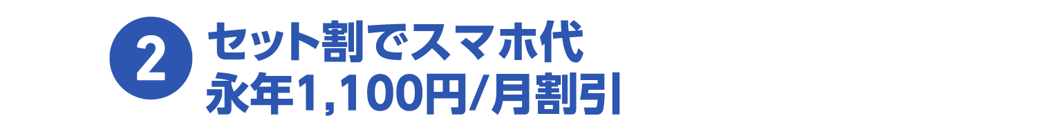 2.セット割でスマホ代永年1,100円/月割引